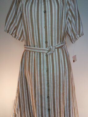 Mlle Gabrielle dress size 1X stripe, Button